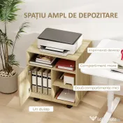 HOMCOM Dulăpior pentru Imprimantă cu Rafturi Deschise și Compartiment din Lemn, 60x50x65,5 cm, Nuanță Lemn | Aosom Romania 