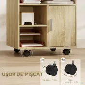 HOMCOM Dulăpior pentru Imprimantă cu Rafturi Deschise și Compartiment din Lemn, 60x50x65,5 cm, Nuanță Lemn | Aosom Romania 