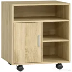 HOMCOM Dulăpior pentru Imprimantă cu Rafturi Deschise și Compartiment din Lemn, 60x50x65,5 cm, Nuanță Lemn