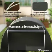 Outsunny Cort de Depozitare de 2.45 x 1.2 m, Impermeabil pentru Biciclete cu Ușă cu Fermoar și Cadru din Oțel Zincat, Gri Închis | Aosom Romania 