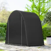 Outsunny Cort de Depozitare de 2.45 x 1.2 m, Impermeabil pentru Biciclete cu Ușă cu Fermoar și Cadru din Oțel Zincat, Gri Închis | Aosom Romania 
