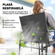 Outsunny Set de Prânz pentru Exterior, 7 Piese pentru 6 Persoane, Masă cu Efect de Lemn și Scaune cu Șezut Respirabil, Set Mobilier de Grădină cu Cadru din Oțel Galvanizat, Negru | Aosom Romania 