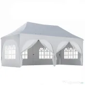 Outsunny Gazebo pliabil 3x6 m, cu pereți detașabili, saci cu nisip, geantă de transport și protecție UV30+, gri deschis/alb | Aosom Romania 