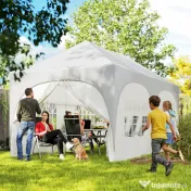 Outsunny Gazebo pliabil 3x6 m, cu pereți detașabili, saci cu nisip, geantă de transport și protecție UV30+, gri deschis/alb | Aosom Romania 