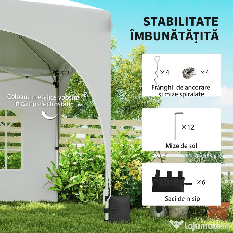 Outsunny Gazebo pliabil 3x6 m, cu pereți detașabili, saci cu nisip, geantă de transport și protecție UV30+, gri deschis/alb | Aosom Romania