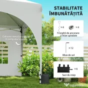 Outsunny Gazebo pliabil 3x6 m, cu pereți detașabili, saci cu nisip, geantă de transport și protecție UV30+, gri deschis/alb | Aosom Romania 