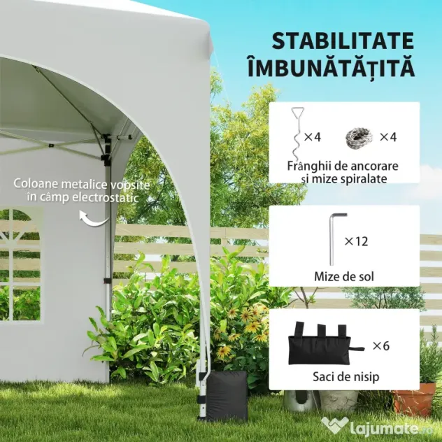 Outsunny Gazebo pliabil 3x6 m, cu pereți detașabili, saci cu nisip, geantă de transport și protecție UV30+, gri deschis/alb | Aosom Romania