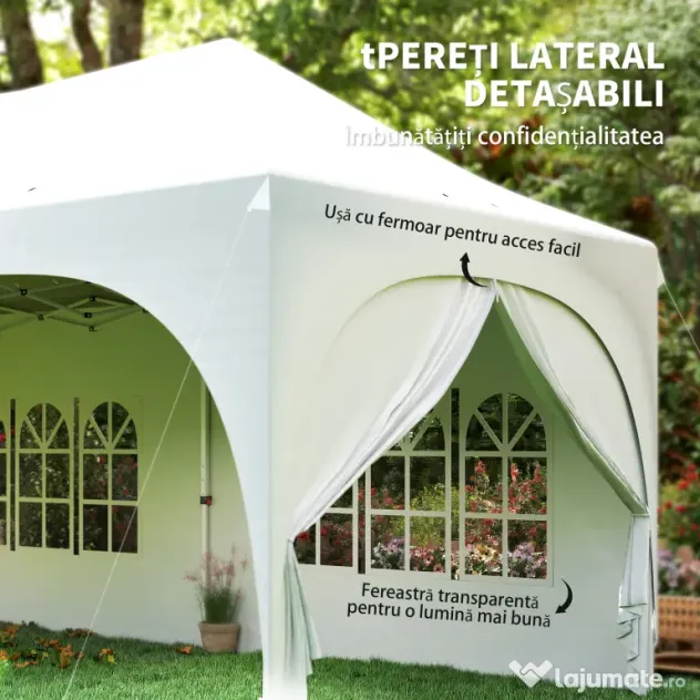 Outsunny Gazebo pliabil 3x6 m, cu pereți detașabili, saci cu nisip, geantă de transport și protecție UV30+, gri deschis/alb | Aosom Romania
