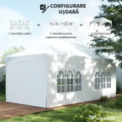 Outsunny Gazebo pliabil 3x6 m, cu pereți detașabili, saci cu nisip, geantă de transport și protecție UV30+, gri deschis/alb | Aosom Romania 