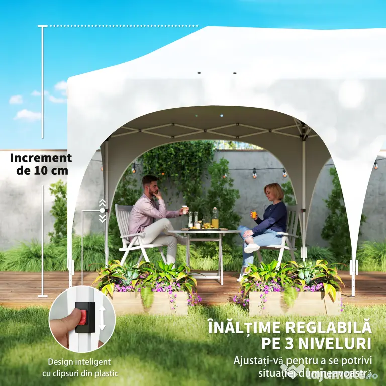 Outsunny Gazebo pliabil 3x6 m, cu pereți detașabili, saci cu nisip, geantă de transport și protecție UV30+, gri deschis/alb | Aosom Romania