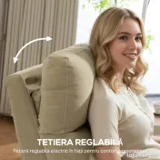 HOMCOM Fotoliu Relax Electric Reclinabil 135° cu Suport pentru Picioare, Tetieră Reglabilă, Șezut Spațios, Fotoliu Tapițat, Motoare Duble, Porturi USB și USB-C, Catifea Bej, Living | Aosom Romania 
