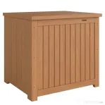 Outsunny Ladă de Depozitare de Exterior 130L cu Capac, Balamale și Curea, din Lemn, 63x51x58,5 cm, Maro