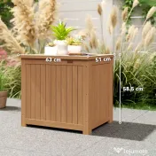 Outsunny Ladă de Depozitare de Exterior 130L cu Capac, Balamale și Curea, din Lemn, 63x51x58,5 cm, Maro 