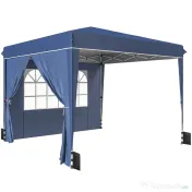 Outsunny Pavilion 3x3 m Pliabil Pop Up cu Înălțime Reglabilă, Pavilion de Grădină cu Pereți Laterali, Saci de Nisip, Geantă de Transport, UV50+, pentru Exterior Camping Petreceri, Albastru Închis | Aosom Romania 