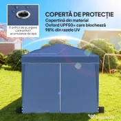 Outsunny Pavilion 3x3 m Pliabil Pop Up cu Înălțime Reglabilă, Pavilion de Grădină cu Pereți Laterali, Saci de Nisip, Geantă de Transport, UV50+, pentru Exterior Camping Petreceri, Albastru Închis | Aosom Romania 