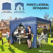Outsunny Pavilion 3x3 m Pliabil Pop Up cu Înălțime Reglabilă, Pavilion de Grădină cu Pereți Laterali, Saci de Nisip, Geantă de Transport, UV50+, pentru Exterior Camping Petreceri, Albastru Închis | Aosom Romania 