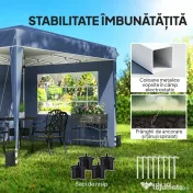 Outsunny Pavilion 3x3 m Pliabil Pop Up cu Înălțime Reglabilă, Pavilion de Grădină cu Pereți Laterali, Saci de Nisip, Geantă de Transport, UV50+, pentru Exterior Camping Petreceri, Albastru Închis | Aosom Romania 