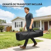 Outsunny Pavilion 3x3 m Pliabil Pop Up cu Înălțime Reglabilă, Pavilion de Grădină cu Pereți Laterali, Saci de Nisip, Geantă de Transport, UV50+, pentru Exterior Camping Petreceri, Albastru Închis | Aosom Romania 