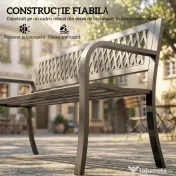 Outsunny Bancă de Grădină pentru Exterior, Bancă de Patio cu Brațe și Șezut cu Lamele, 2 Locuri pentru Grădină, Parc, Balcon, Mobilier Exterior, Negru | Aosom Romania