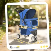 PawHut Cărucior pliabil pentru câini cu suport pentru pahare și coș, 77x44x102 cm, albastru | Aosom Romania 