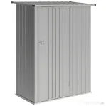 Outsunny Căsuță pentru Grădină 1,07m² din Oțel Galvanizat, Căsuță pentru Unelte cu Ușă Blocabilă, Acoperiș Înclinat, 142x86x189 cm, Argintiu