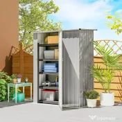 Outsunny Șopron de Grădină 1,07m² din Oțel Galvanizat, Depozit pentru Unelte cu Ușă Blocabilă și Acoperiș Înclinat, 142x86x189 cm, Argintiu | Aosom Romania 