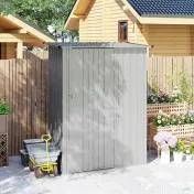 Outsunny Șopron de Grădină 1,07m² din Oțel Galvanizat, Depozit pentru Unelte cu Ușă Blocabilă și Acoperiș Înclinat, 142x86x189 cm, Argintiu | Aosom Romania 