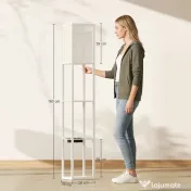 HOMCOM Lampă de Podea LED cu Rafturi, Lampă Modernă cu Comutator cu Pedală și Porturi USB, Temperatură de Culoare Reglabilă pentru Living și Dormitor, Alb | Aosom Romania 