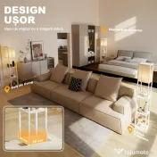 HOMCOM Lampă de Podea LED cu Rafturi, Lampă Modernă cu Comutator cu Pedală și Porturi USB, Temperatură de Culoare Reglabilă pentru Living și Dormitor, Alb | Aosom Romania 