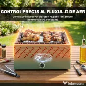 Outsunny Grătar Portabil pe Cărbune cu Ventilator Integrat pentru Exterior, Verde Deschis | Aosom Romania
