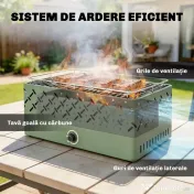 Outsunny Grătar Portabil pe Cărbune cu Ventilator Integrat pentru Exterior, Verde Deschis | Aosom Romania