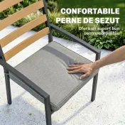 Outsunny Set Masă și Scaune de Grădină 7 Piese, Set pentru Prânz în Aer Liber cu Masă Dreptunghiulară din Sticlă Securizată, 6 Scaune, Perne, Cadru din Oțel Zincat pentru Terasă Balcon, Negru | Aosom Romania