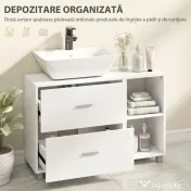HOMCOM Dulap Modern pentru Chiuvetă, pentru Lavoare cu sau fără Picior, Alb | Aosom Romania 