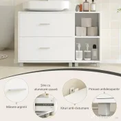 HOMCOM Dulap Modern pentru Chiuvetă, pentru Lavoare cu sau fără Picior, Alb | Aosom Romania 