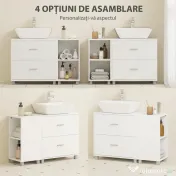HOMCOM Dulap Modern pentru Chiuvetă, pentru Lavoare cu sau fără Picior, Alb | Aosom Romania 