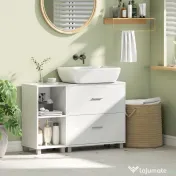 HOMCOM Dulap Modern pentru Chiuvetă, pentru Lavoare cu sau fără Picior, Alb | Aosom Romania 
