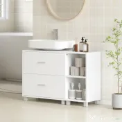 HOMCOM Dulap Modern pentru Chiuvetă, pentru Lavoare cu sau fără Picior, Alb | Aosom Romania 
