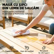 Outsunny Set de Grădină 4 Piese, Lemn de Salcâm, Conversație Terasă cu Perne Bej | Aosom Romania 