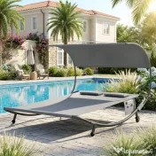 Outsunny plajă balcon parasolar dublu matrimonial | Aosom Romania