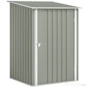 Outsunny Căsuță de Grădină 0.92m² din Oțel Galvanizat, Depozit pentru Unelte cu Ușă Batantă și Sistem de Blocare, Acoperiș Înclinat, 100x104x160 cm, Gri Deschis | Aosom Romania