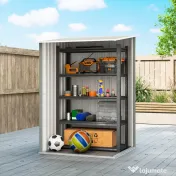 Outsunny Căsuță de Grădină 0.92m² din Oțel Galvanizat, Depozit pentru Unelte cu Ușă Batantă și Sistem de Blocare, Acoperiș Înclinat, 100x104x160 cm, Gri Deschis | Aosom Romania