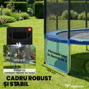 SPORTNOW Trambulină Elastică pentru Adulți Ø244cm, Covor Elastic pentru Adulți cu Plasă de Protecție, Scară cu 2 Trepte, Protecție pentru Arcuri, Structură din Oțel, Capacitate 100kg, Albastru | Aosom Romania