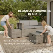 Outsunny Set de Grădină din Ratan 6 Locuri, Design Compact, Gri Închis | Aosom Romania