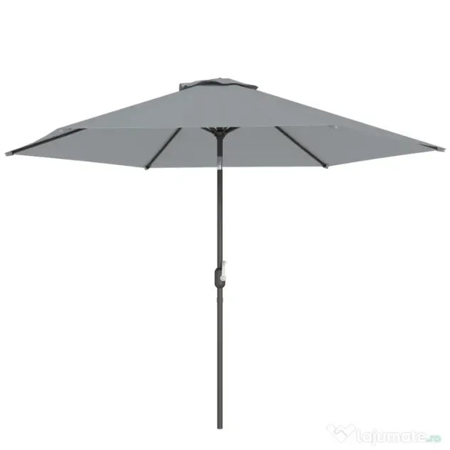 Outsunny Umbrelă de Grădină 3x3 m Înclinabilă cu Deschidere prin Manivelă, Umbrelă de Exterior cu Husă, Anti-UV 30+ din Metal și Poliester 180 g/㎡, Gri | Aosom Romania