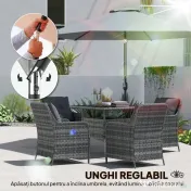 Outsunny Umbrelă de Grădină 3x3 m Înclinabilă cu Deschidere prin Manivelă, Umbrelă de Exterior cu Husă, Anti-UV 30+ din Metal și Poliester 180 g/㎡, Gri | Aosom Romania