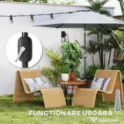 Outsunny Umbrelă de Grădină 3x3 m Înclinabilă cu Deschidere prin Manivelă, Umbrelă de Exterior cu Husă, Anti-UV 30+ din Metal și Poliester 180 g/㎡, Gri | Aosom Romania