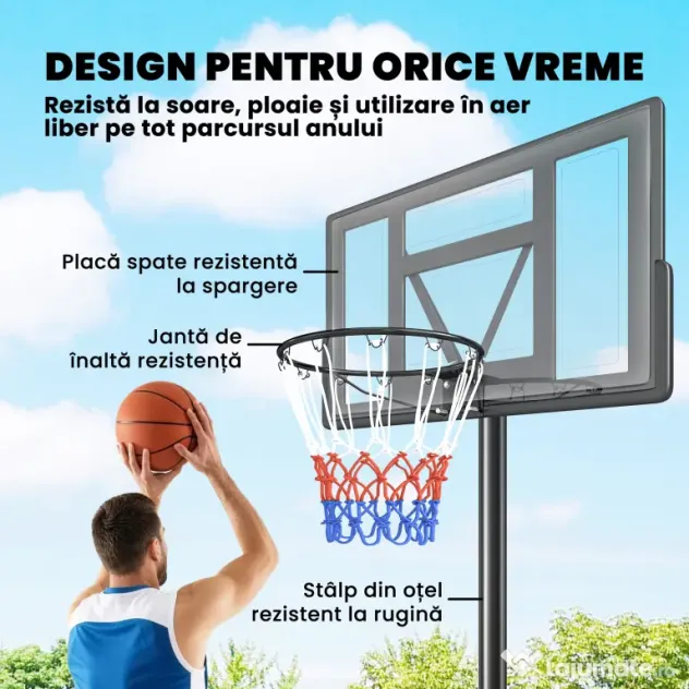 SPORTNOW Coș de Baschet Exterior Reglabil pe Înălțime 135-305 cm, Coș de Baschet cu Roți, Bază Umplibilă, Sac de Greutate, Panou Rezistent, Portabil pentru Interior și Exterior, Negru | Aosom Romania