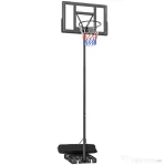 SPORTNOW Coș de Baschet Exterior Reglabil pe Înălțime 135-305 cm, Coș de Baschet cu Roți, Bază Umplibilă, Sac de Greutate, Panou Rezistent, Portabil pentru Interior și Exterior, Negru