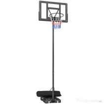 SPORTNOW Coș de Baschet Exterior Reglabil pe Înălțime 135-305 cm, Coș de Baschet cu Roți, Bază Umplibilă, Sac de Greutate, Panou Rezistent, Portabil pentru Interior și Exterior, Negru