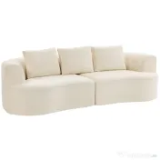 HOMCOM Canapea 3 Locuri Modulară 260cm Fără Structură cu Șezut Generos, Pernă Groasă, 3 Perne, din Catifea, Crem | Aosom Romania 